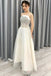 Off White A Line Spaghetti Straps Beading Elegant Long Prom Dress INP74