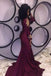 Mermaid Long Burgundy Long Sleeves Prom Dress with Appliques INF74