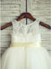 A-Line Round Neck White Flower Girl Dress with Lace Sash INP24