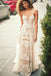 A-Line Spaghetti Straps Lace Beach Wedding Dress, Simple Boho Wedding Gown INH84