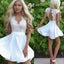 Sexy Cap Sleeves White Lace A Line Short Homecoming Dress with Open Back IN344