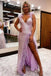 Romantic V-Neck Double Straps High Split Prom Dresses Formal Evening Gown IN1970