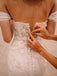 Princess Off Shoulder Court Train Chiffon Long Wedding Dress with Lace Appliques INA51