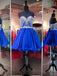 Shining Sweetheart Beading Short Tulle Short Royal Blue Homecoming Dresses IN279