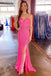 Hot Pink Sequin Strapless Sweetheart Mermaid Long Prom Dress with Slit IN1893