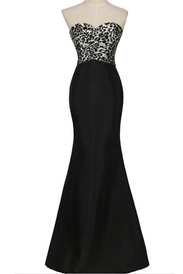 Mermaid Long Black Floor Length Sweetheart Simple Women Dress Prom Dresses K743