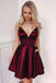 Simple Burgundy Satin Short Homecoming Dress With Pockets INP45