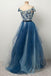 Gorgeous Blue Gradient Prom Dress with Appliques/Mesh INP14