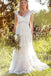 Bohemian A Line V Neck Lace Bridal Gown Simple Beach Wedding Dresses INK37