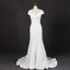 Mermaid V Neck Off White Simple Wedding Dress, Long Bridal Dresses INQ18