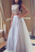 Sparkly Beaded Two Pieces Modest Long Tulle Party Prom Dresses K768