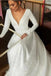 A-line V-neck Long Sleeves Wedding Dresses With Court Train, Bridal Gown IN1807