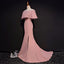 Elegant Trumpet Mermaid Off-the-shoulder Floor Length Pink Prom Dress With Slit IN631