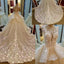 Princess Lace Appliqued Flowers Chapel Train Wedding Dresses,Pretty Bridal Gown IN222