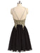 Black Chiffon Gold Beading Lace Halter Backless Homecoming Dresses For Teens IN373