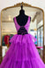 Backless Purple High Low Tired A Line Prom Dresses, Formal Evening Dresses IN1990