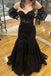 Black Lace Mermaid Long Prom Dresses,  Formal Evening Dresses IN2002