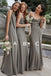 Simple Sheath Rushed Chiffon Long Bridesmaid Dresses Bridesmaid Gowns IN1840