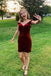 Off the Shoulder Burgundy Velvet Bodycon Short Homecoming Dresses INHD27