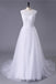 Princess White Tulle Lace Top Beaded Wedding Dresses, Cheap Long Bridal Dress INJ6