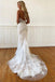 Halter Neck Backless Mermaid Off White Lace Long Wedding Dresses IN1952