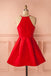 Short Straps Red Simple Satin Cheap Homecoming Dress for Girls IN235