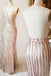 Mermaid Spaghetti Straps Rose Gold Long Sexy Prom Dress with Sequins IND75