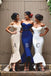 Elegant Mermaid Satin Off-the-Shoulder Sweetheart High Low Bridesmaid Dresses IND62