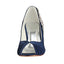 Dark Blue Wedge Wedding Shoes with Rhinestone,Elegant Wedding Party Shoes, L-933