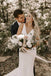 Elegant Lace Sheath V-neck Backless Wedding Dresses With Train, Bridal Gowns IN1812