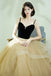 Black A Line Tulle Long Prom Dresses, Spaghetti Straps Evening Party Dresses IN1921