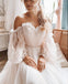 Long Sleeves Off Shoulder Wedding Dressesm Princess Boho A-line Wedding Dresses IN1946