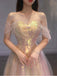 A Line Tulle Sequin Long Prom Dress, Off Shoulder Formal Graduation Dress IN2023