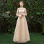 Stunning A Line 3/4 Sleeves Tulle Round Neck Prom Dress Evening Dresses INQ76