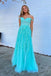 Off the Shoulder Blue A Line Lace Appliques Prom Dresses, Formal Evening Dresses IN1989
