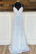 Silver Sequin V-Neck Empire Mermaid Long Prom Dress Evening Dresses IN2027