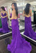 Purple V Neck Backless Sequins Long Prom Dresses, Formal Evening Dresses IN1916