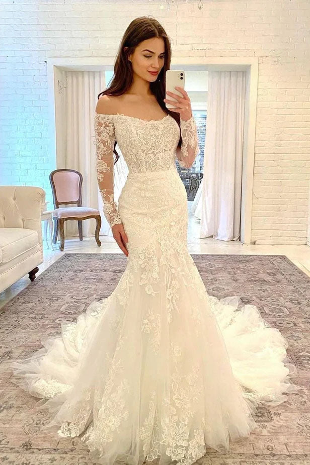 Long sleeve clearance mermaid bridal gowns