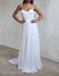 Backless Chiffon Long Beach White Spaghrtti Straps a line bridal wedding dress IN243