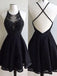 Fashion A-Line Round Neck Black Backless Lace Beaded Short Homecoming/Prom Dress IN309