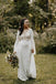 Sheath Long Sleeves Lace up Back Beach Wedding Dresses, Boho Bridal Gown IN1882