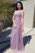 Shiny One Shoulder Purple Long Prom Dresses, Formal Evening Dresses IN1917