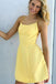 Short Backless Yellow Prom Homecoming Dress, A Line Formal Graduation Evening Dresses INHD21