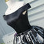 A Line Black Off the Shoulder Homecoming Dresses, Short Prom Dress INN69