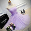 Elegant A-Line Strapless Purple Tulle Short Homecoming Dress with Bowknot IN327