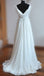 Simple White A-line V-neck Backless Sweep Train Chiffon Cheap Beach Wedding Dresses IN219