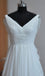 Simple White A-line V-neck Backless Sweep Train Chiffon Cheap Beach Wedding Dresses IN219