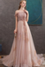 A-line Off-the-shoulder Pearl Pink Long Prom Dress Evening Dress INS23