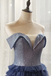 A-line Off-the-shoulder Royal Blue Long Prom Dress Tulle Evening Dress INS94