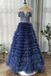 A-line Off-the-shoulder Royal Blue Long Prom Dress Tulle Evening Dress INS94